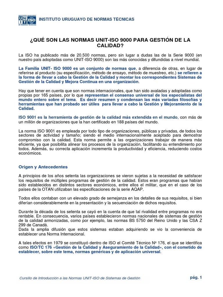 Introducción a las Normas ISO 9000 | PDF | Gestión de la calidad ...