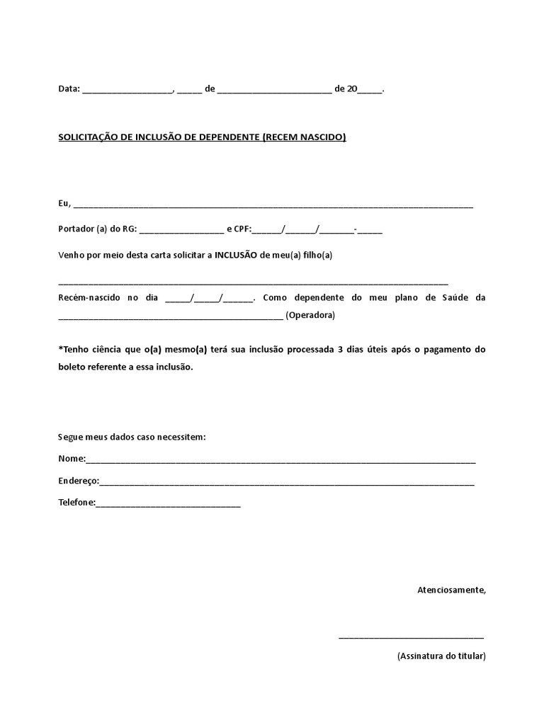Solicitação de Inclusão de Dependente | PDF