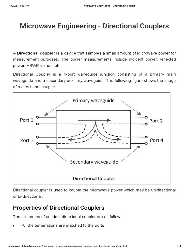 Microwave Engineering - Directional Couplers | PDF | Radio Technology ...