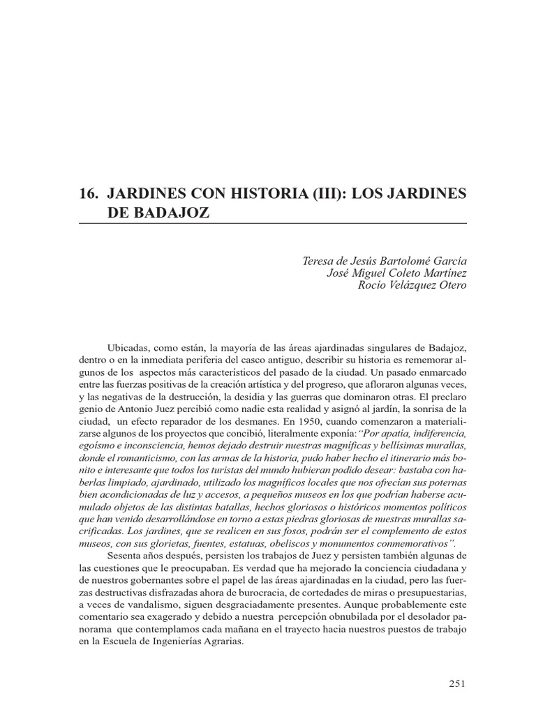 2009 - 16 Jardines Con Historia - III-. Los Jardines de Badajoz | PDF ...