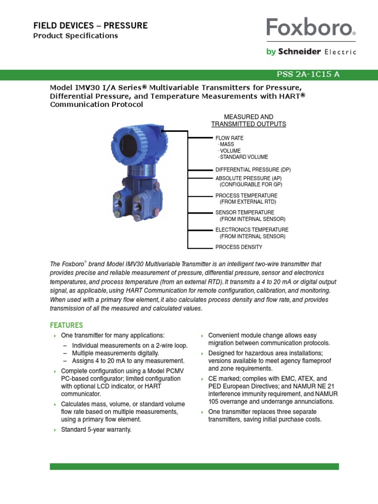 Pss 2a1c15a IMV30 PDF Flow Measurement Pressure Measurement