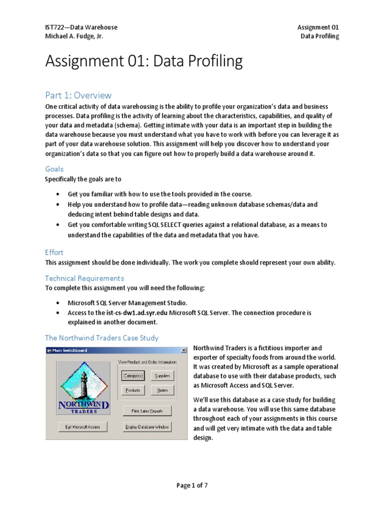 Week 01 Data Profiling | PDF | Databases | Microsoft Sql Server