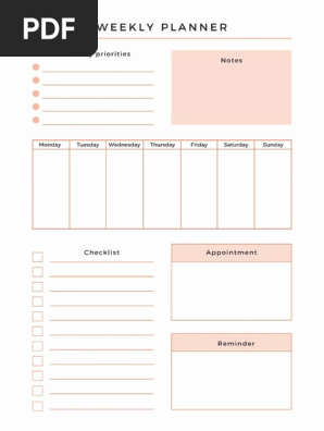 Pink Minimalist Weekly Planner