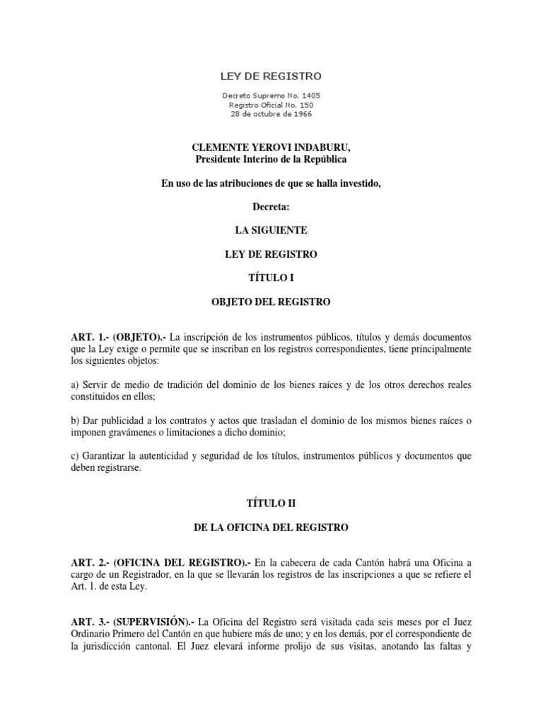 Ley de Registro PDF Propiedad Principios éticos