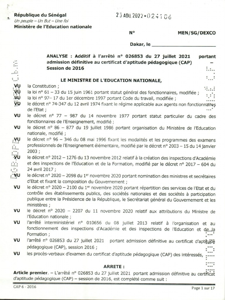 Arrete Cap P6-2016 | PDF
