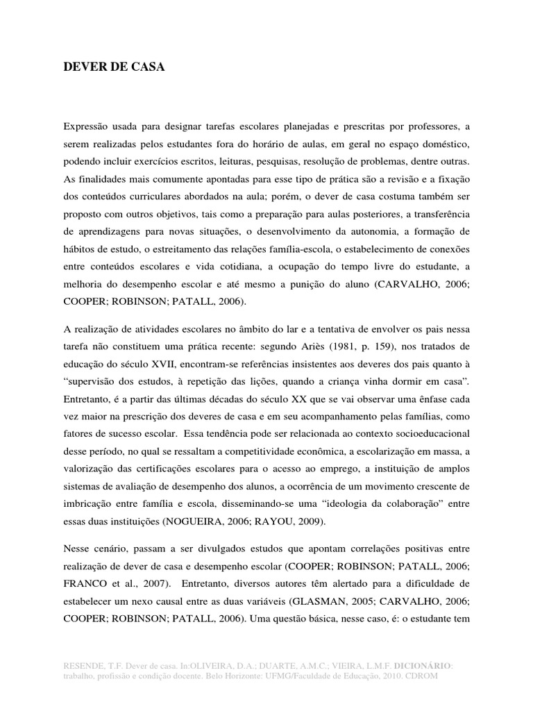 Dever de Casa | PDF | Aprendizado | Família