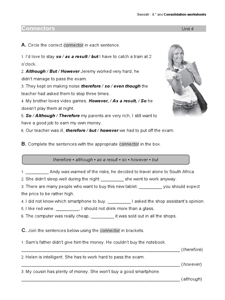 Connectors Worksheet PDF