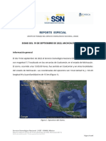 Sismo 19 Septiembre 2022 Reporte Especial Servicio Sismologico Nacional