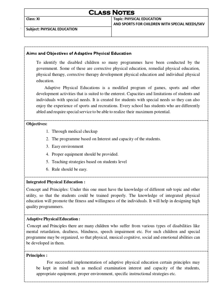 Adaptive Physical Education for Special Needs | PDF | Inclusion ...