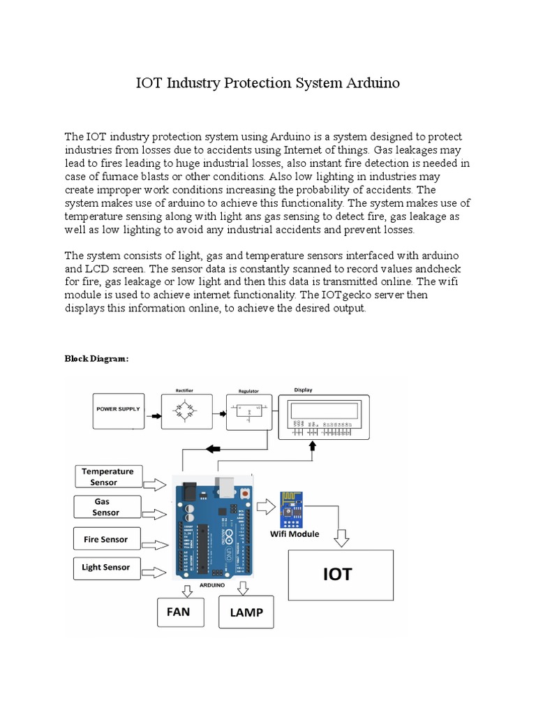 IOT Industry Protection System Arduino: Block Diagram | PDF