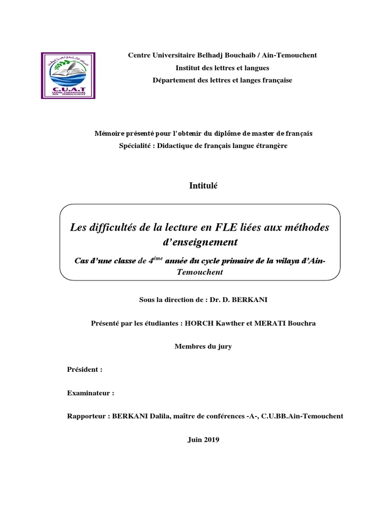 Difficultés de lecture en FLE en Algérie | PDF | Syllabe | Apprentissage