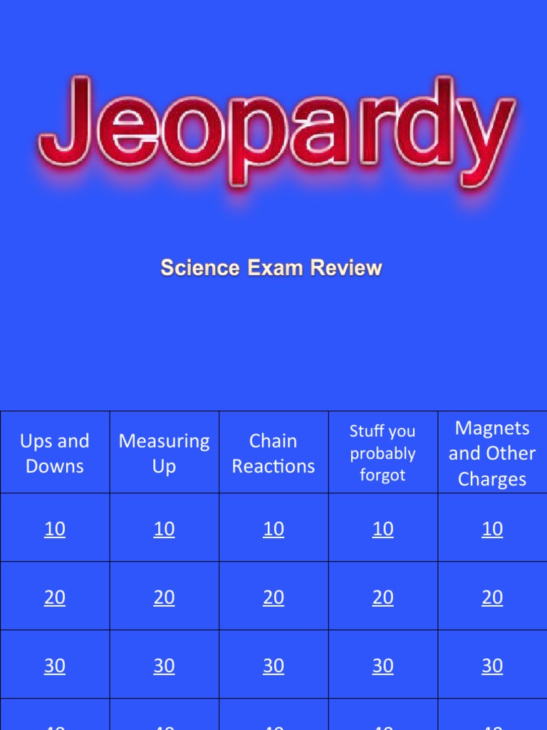 Firstsemester Jeopardy PDF Potential Energy Electricity