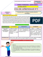 Experiencia de Aprendizaje #05 - Actividad #05 - 5to Grado - Ciencia y Tecnologia - 00001