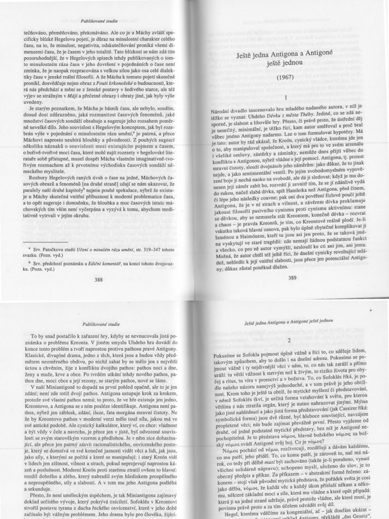 Jan Patocka Jeste Jedna Antigona | PDF