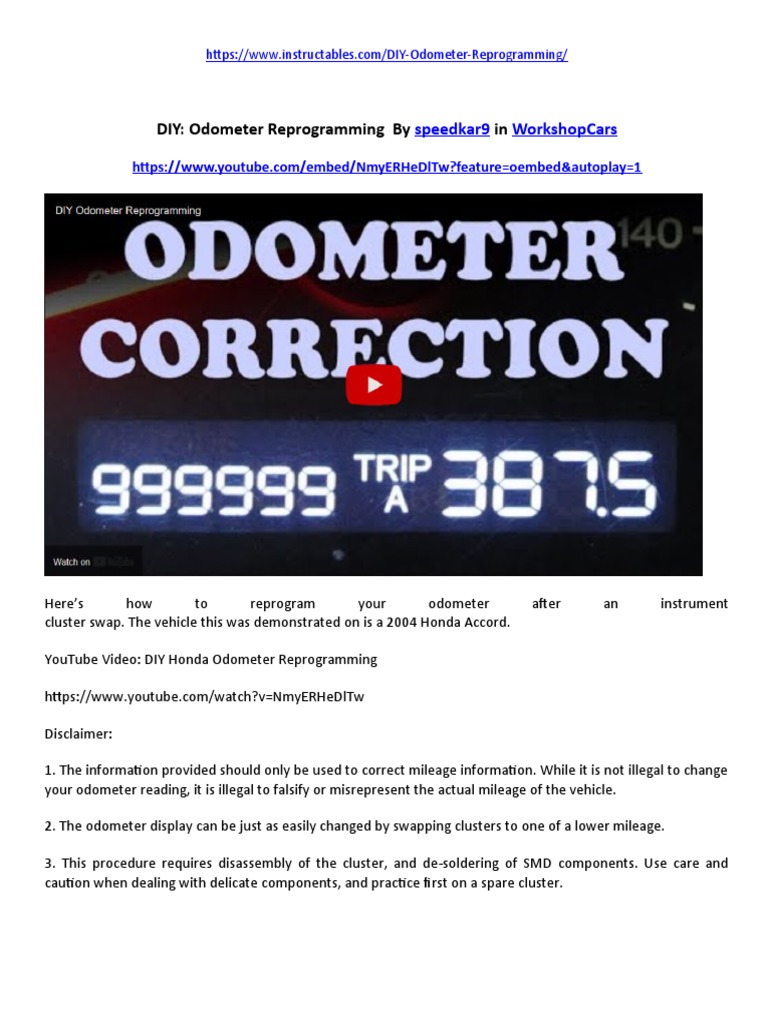 DIY Odometer Reprogramming PDF Integrated Circuit Electrical