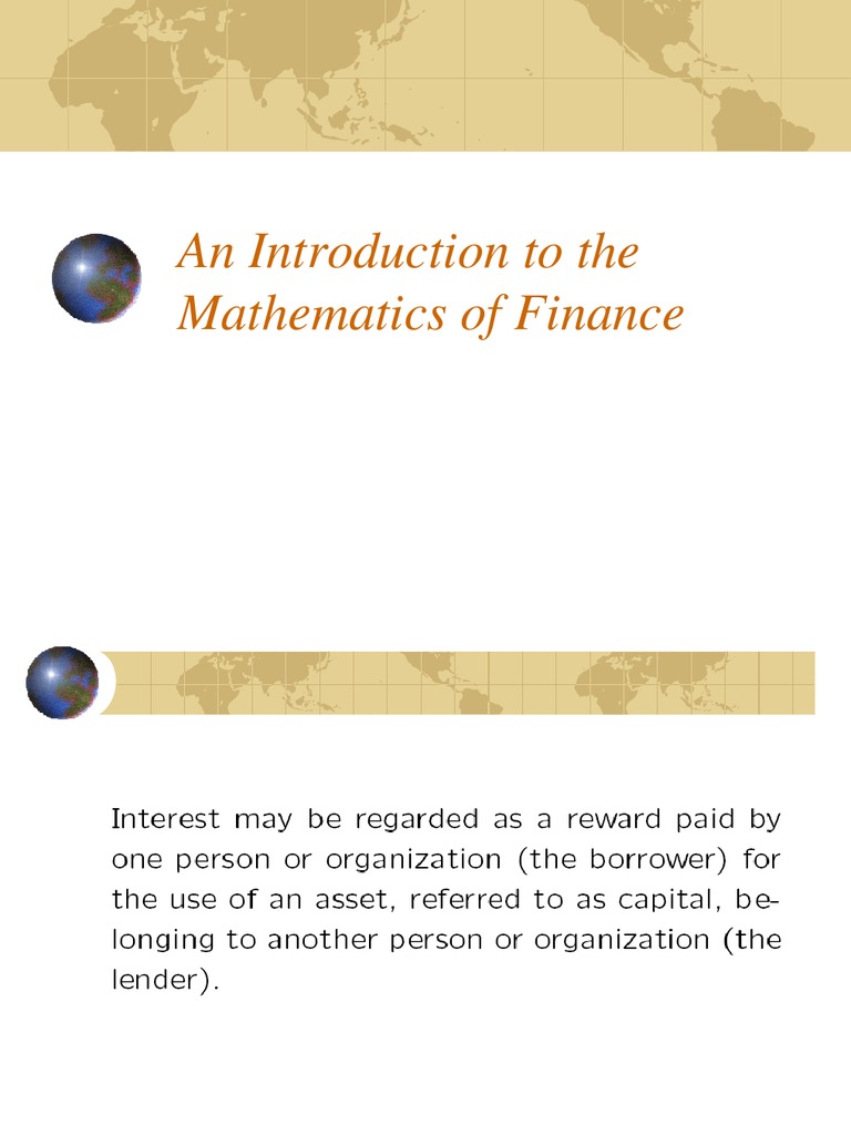 An Introduction to the Mathematics of Finance