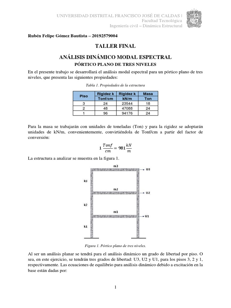 Análisis Modal Espectral de Pórtico 3N | PDF | Valores propios y ...