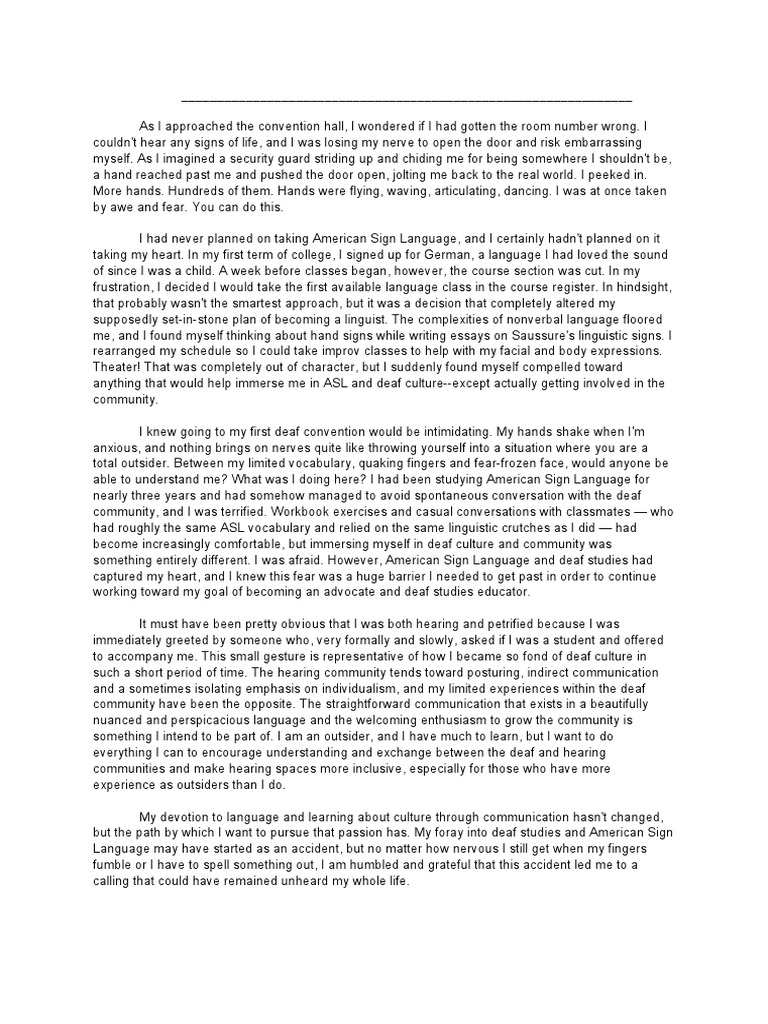 Personal Statement Essay Examples1 | PDF | American Sign Language ...