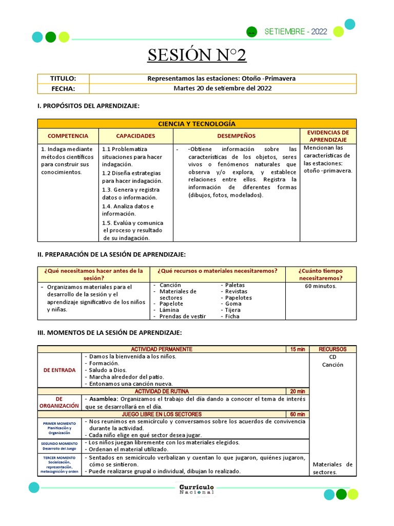 Sesion de Aprendizaje La Primavera 4