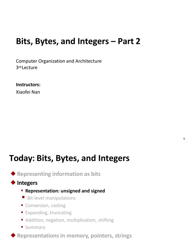 0003 Bits Ints Part2 PDF Integer Science) Pointer