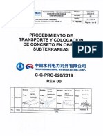 CG - Pro - 020 - 2019 - Rev.0 - Transporte y Colocacion de Concreto en Obras Subterraneas