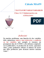 Cálculo MA459: Unidad 5: Clase 14.3 Optimización Con Restricciones