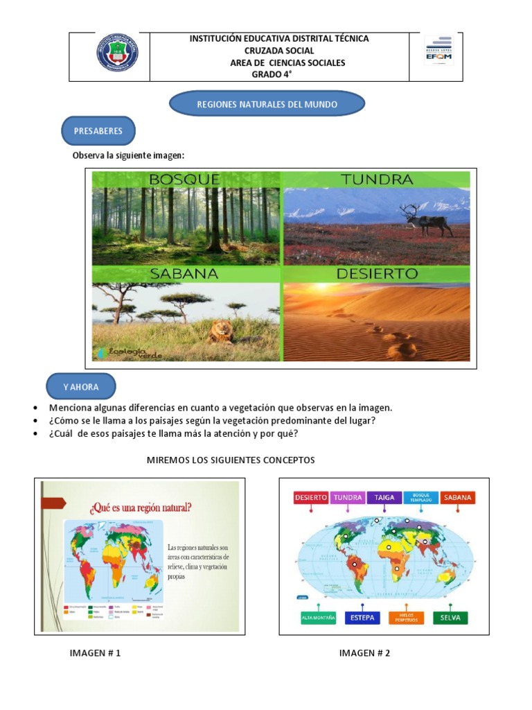 Regiones Naturales Del Mundo-4° | PDF
