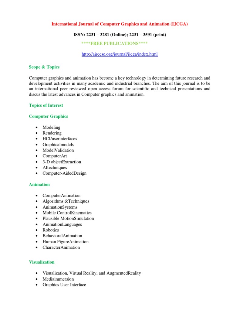 Journal Of Computer Graphics And Animation
