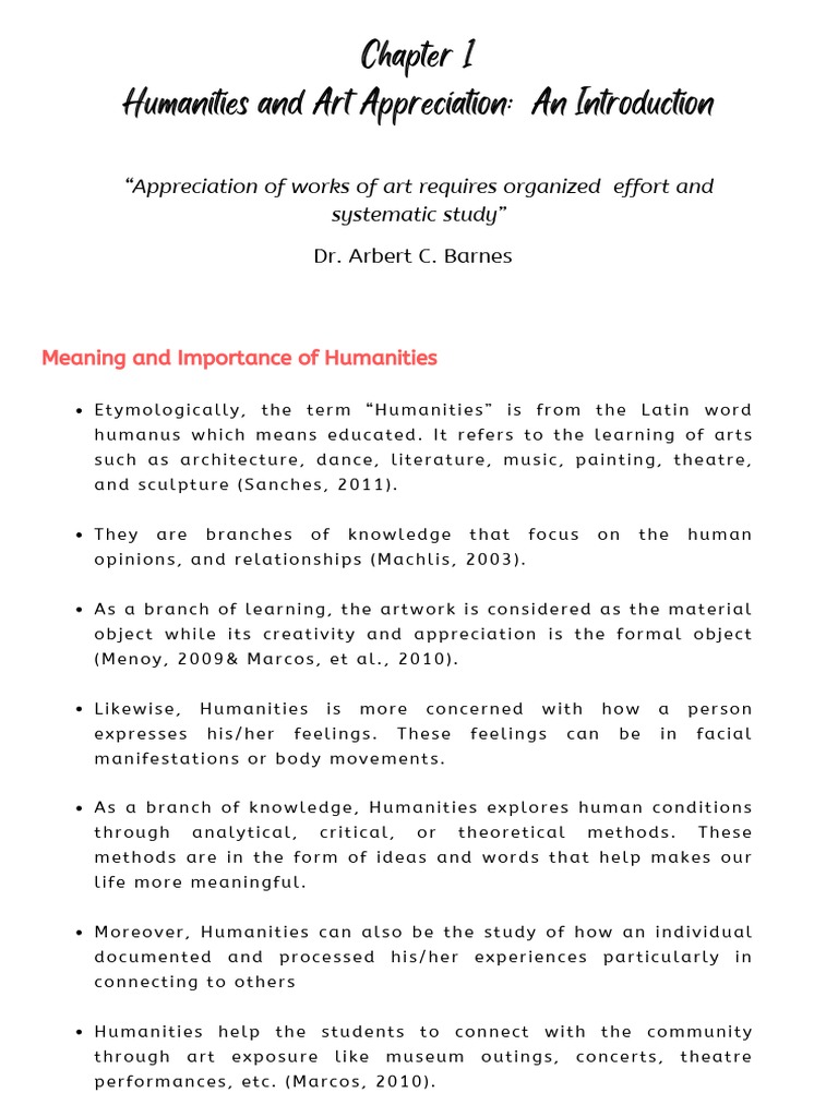 Chapter 1 Humanities and Art Appreciation An Introduction | PDF | The ...