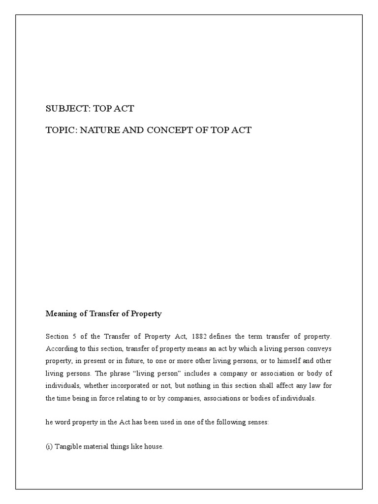 Nature and Concept of TOP Act | PDF | Property | Mortgage Law