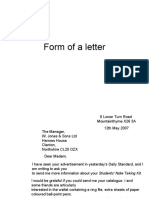 Form of A Letter