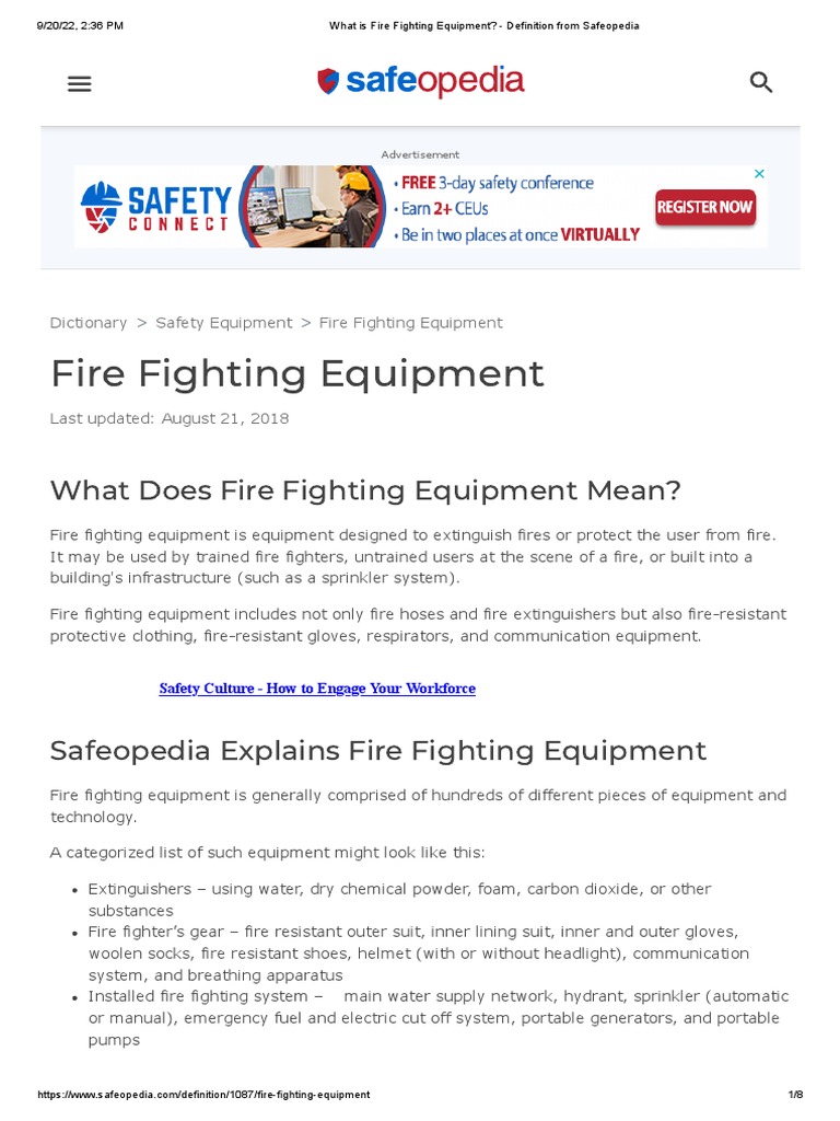 What is Fire Fighting Equipment_ Definition from Safeopedia PDF Firefighting Fires
