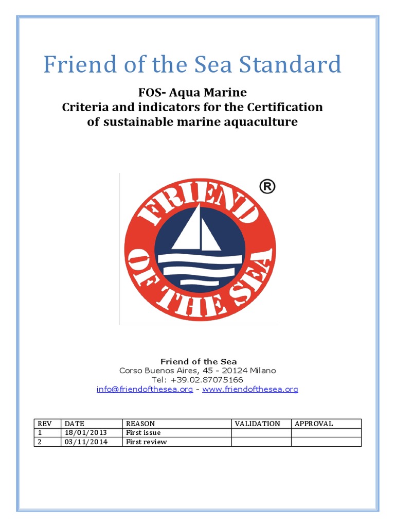 FOS Certification for Sustainable Aquaculture | PDF | Aquaculture | Audit