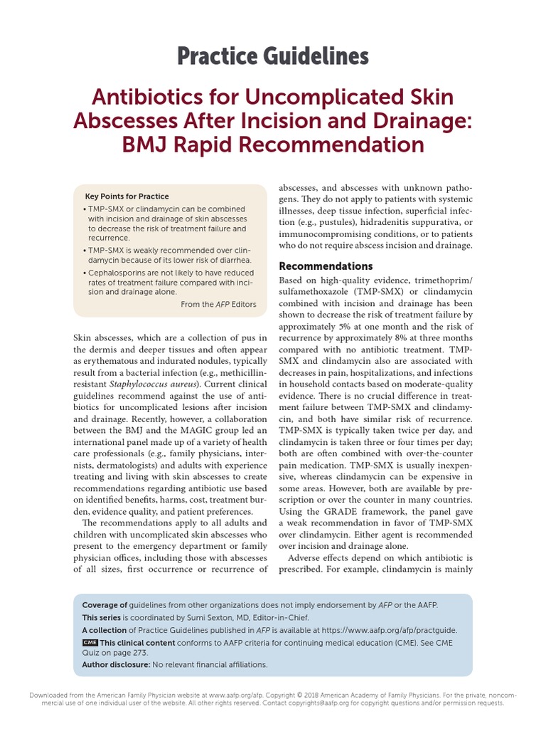 Antibiotics For Skin Abscesses After Incision and