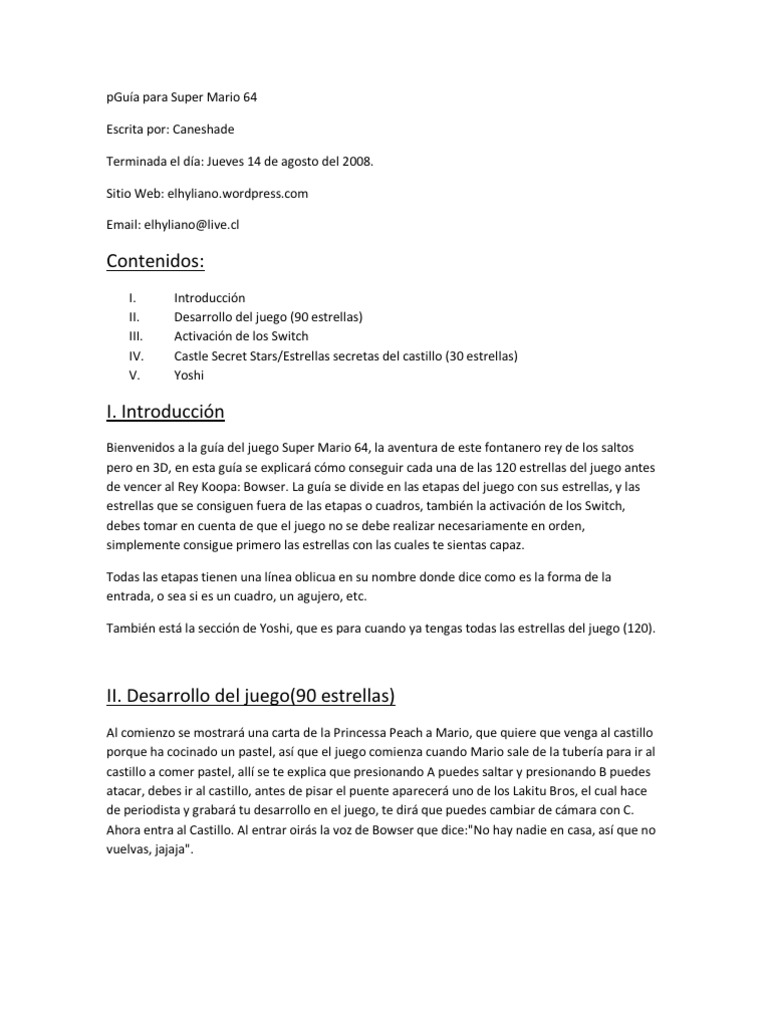Guia Super Mario 64 | PDF | Mario | Naturaleza