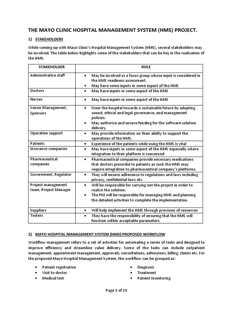 Mayo Clinic Hospital Management System | PDF | Information Technology ...