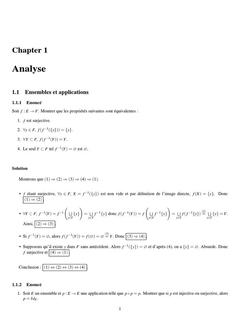Propriétés des applications : injectivité et surjectivité | PDF ...