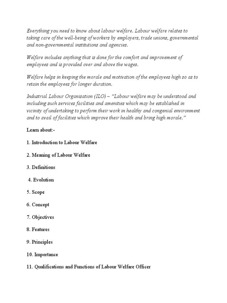 labour-welfare-meaning-definitions-evolution-scope-importance