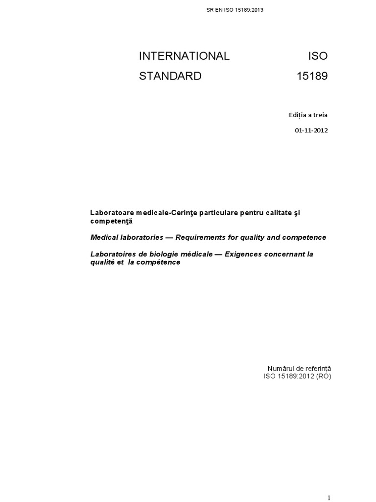 SR en Iso 15189 | PDF