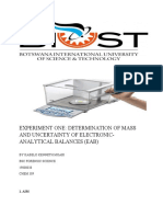 Determination of Mass Uncertainty Using Electronic Balances