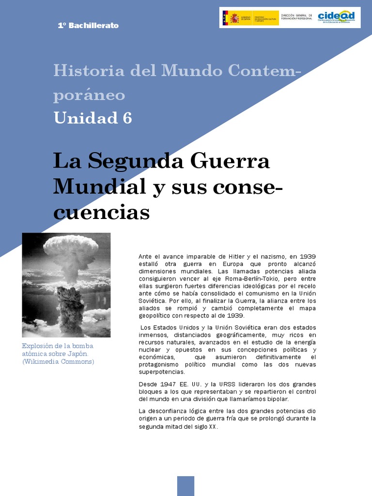 1BACH - La Segunda Guerra Mundial y Sus Consecuencias | PDF | Alemania ...