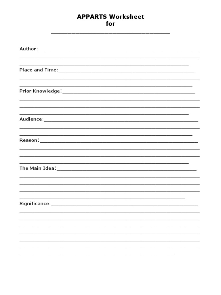 APPARTS Worksheet For - : Author | PDF | Business