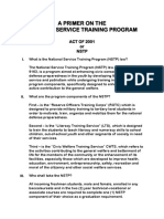 A Primer On The National Service Training Program Digital Handout