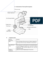 Parts of The Microscope and Fundamentals of Microorganisms Worksheet