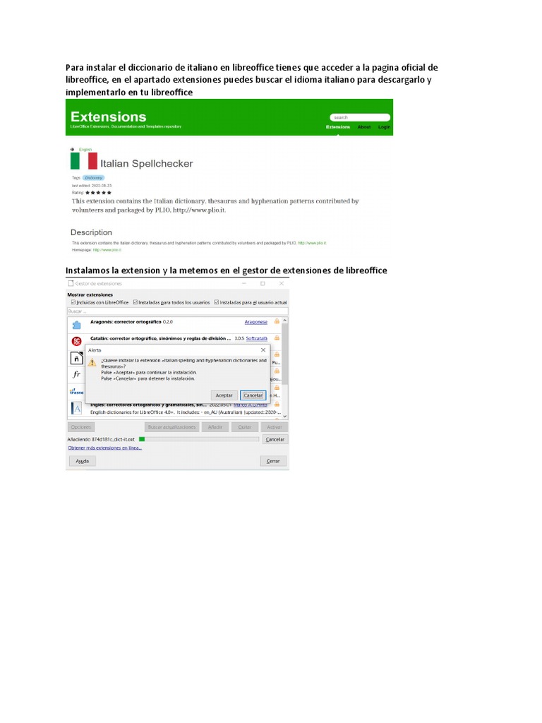 Instalar diccionario italiano en LibreOffice | PDF | Estudios de ...