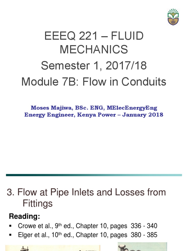 EEEQ 221 Fluid Mechanics 7B Notes For 2nd February 2018 PDF