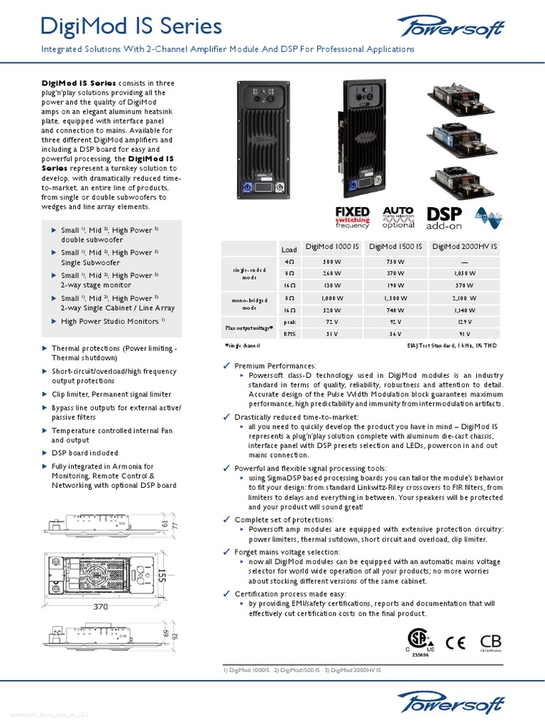 Powersoft Dm-Is Data en v2.2 | PDF | Decibel | Alternating Current