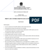 Prova de Conhecimento em Saúde Coletiva Mestrado UFSC