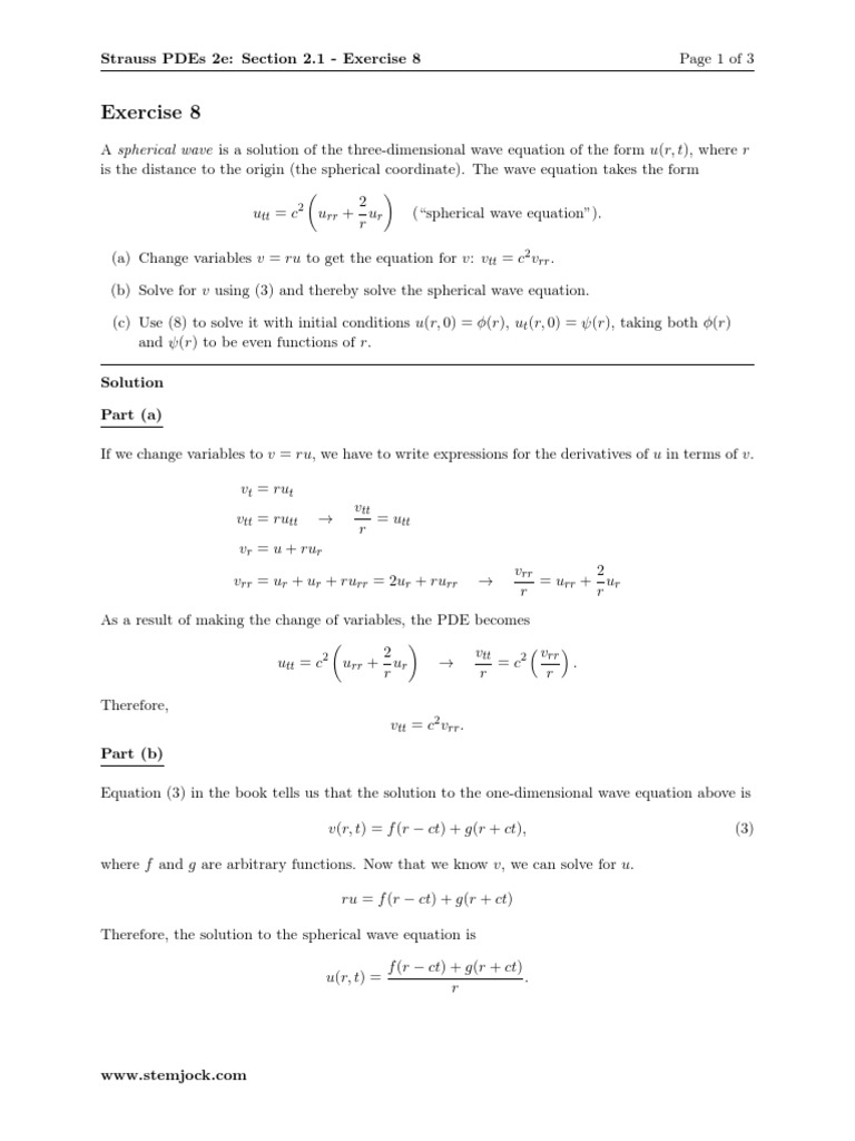 Strauss PDEch 2 S 1 P 8 | PDF | Equations | Wave Equation