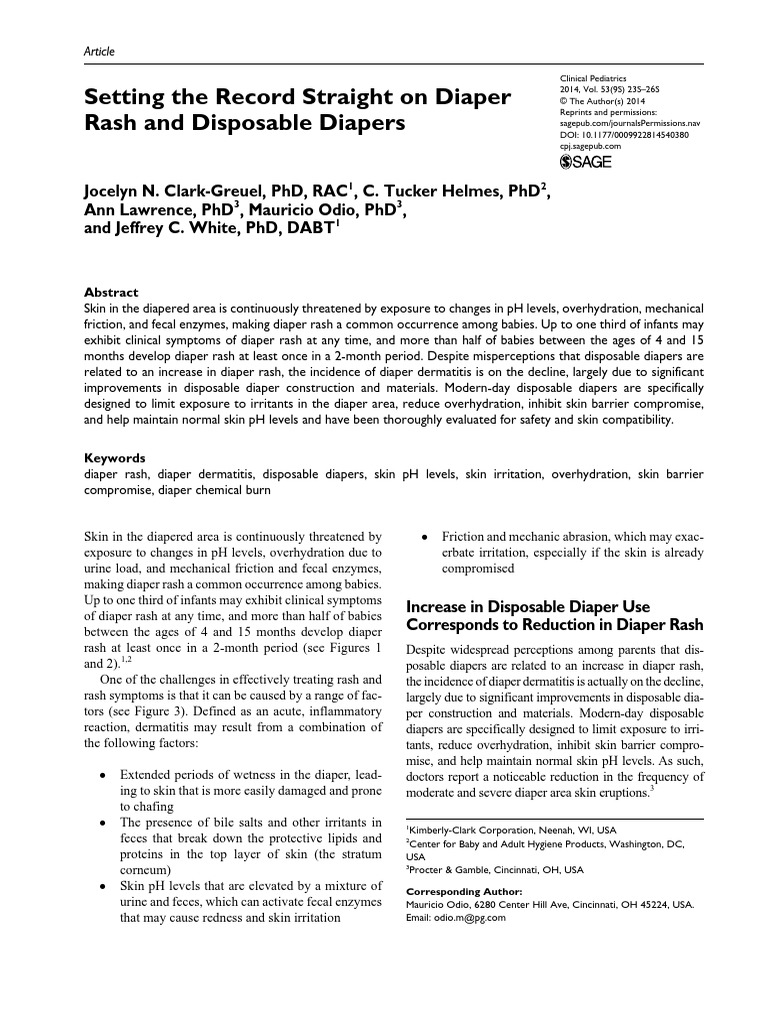 Setting The Record Straight On Diaper Rash & Disposable Diaper PDF